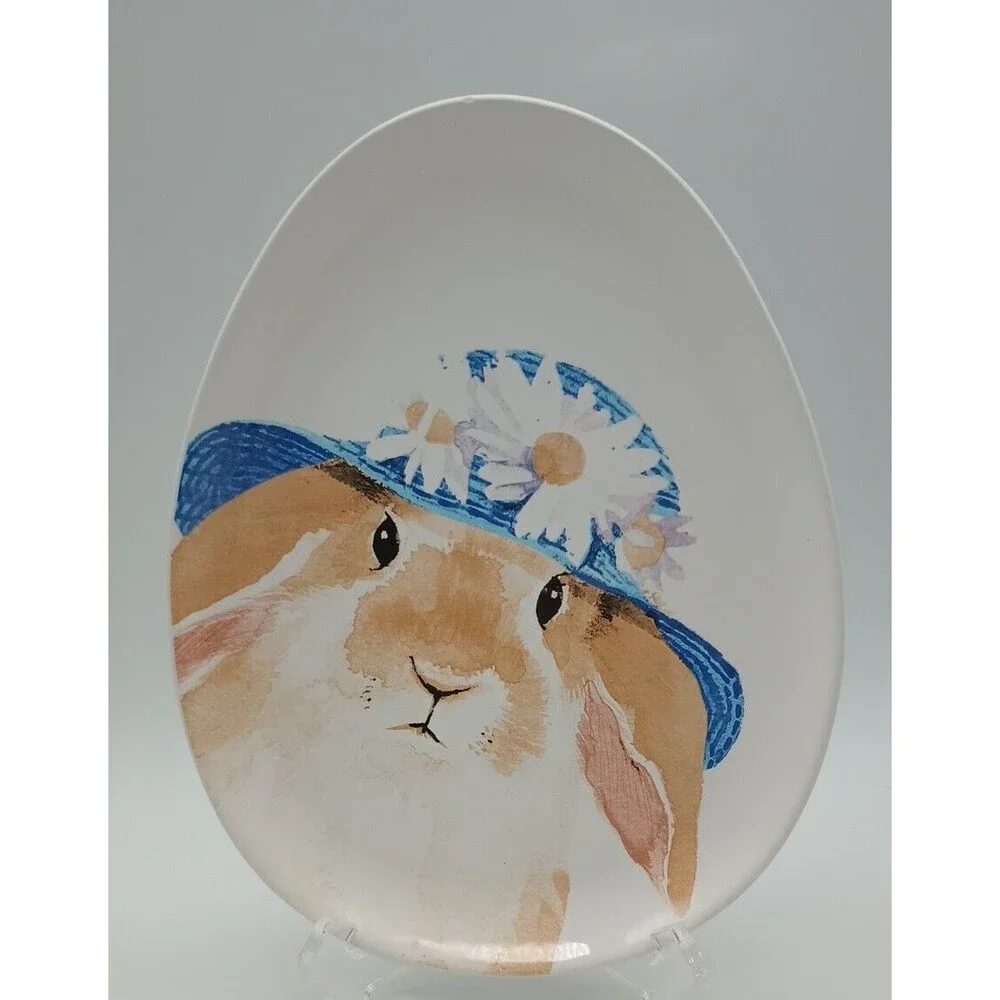 arlington designs easter Bunny Plate Egg Shaped Hat Daisies